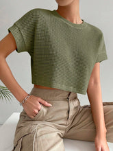 Solid Waffle Knit Crop Tee